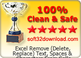 Excel Remove (Delete, Replace) Text, Spaces & Characters From Cells Software 7.0 Clean & Safe award